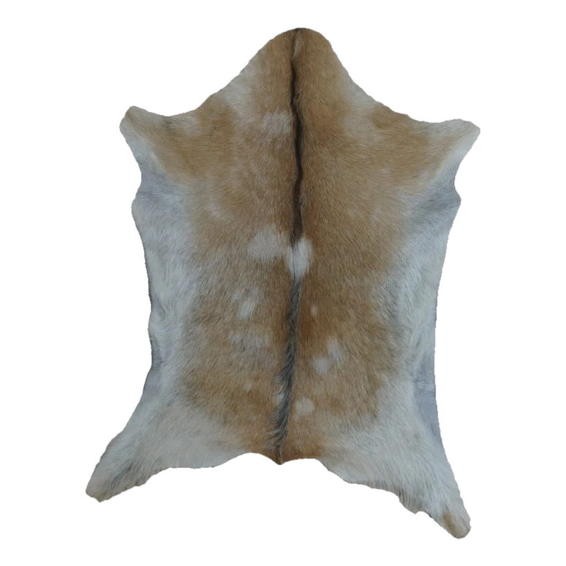 Tan and White Goat Hide Rug, 3'1" x 2'3" #GT-045