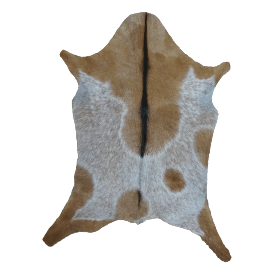 Tan and White Goat Hide Rug, 3'6" x 2'6" #GT-048