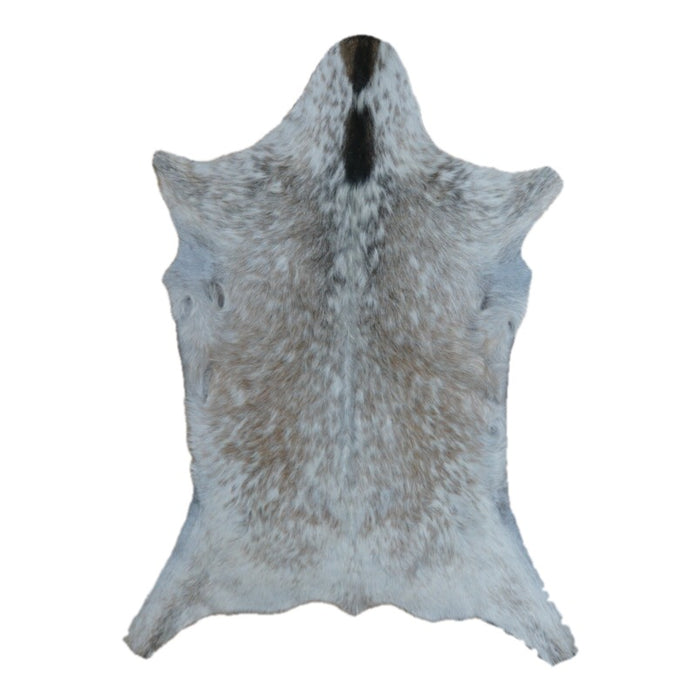Cream Speckled goatskin rug, 3' x 2'3", shown on white background (GT-049)