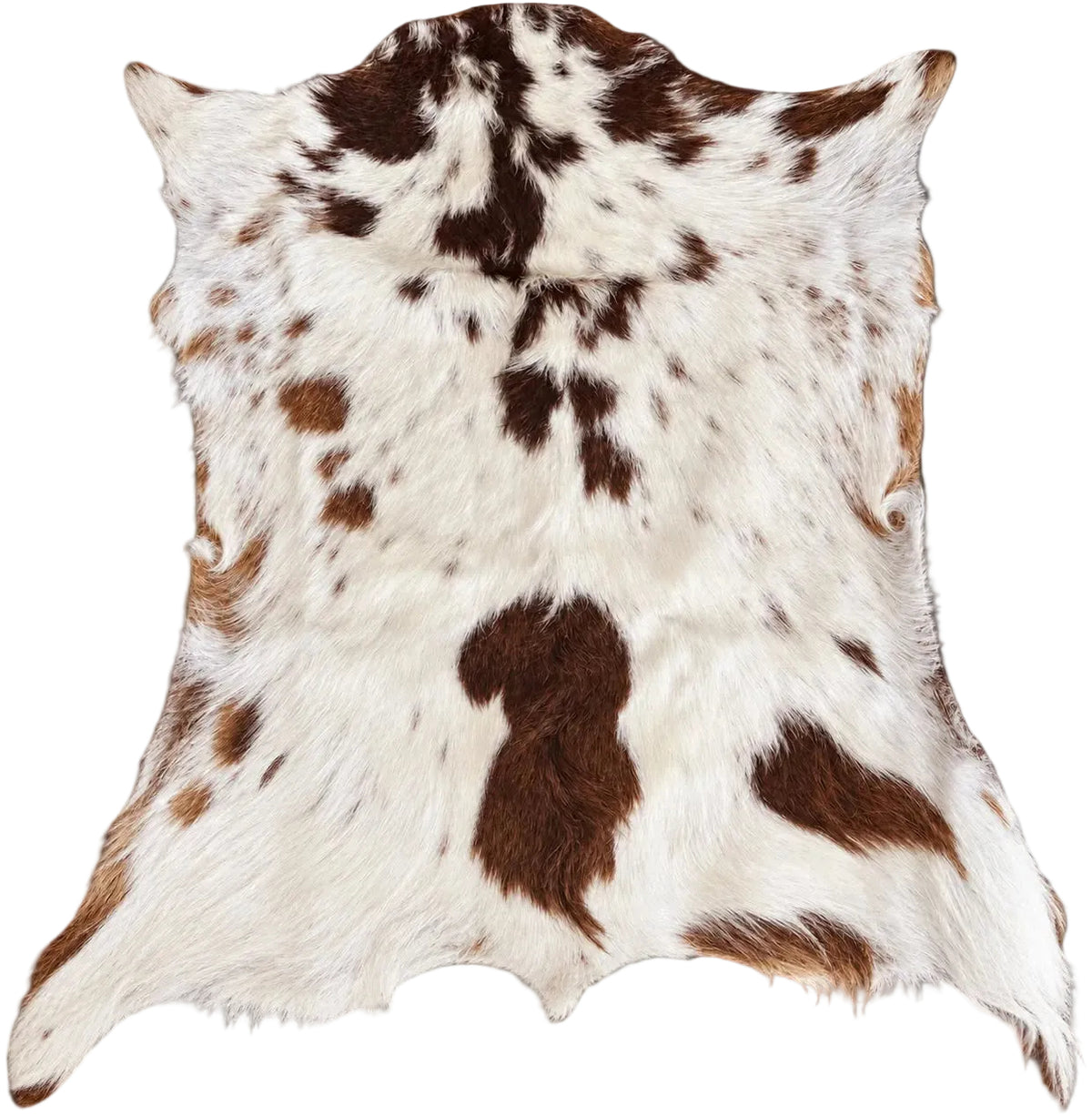 Brown and white goat hide rug, 3' x 2'3" (GT-050)