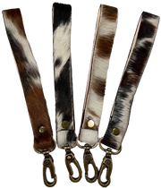 Cowhide keychain with natural hair-on cowhide