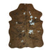 Tricolor cowhide rug, 4' x 3', shown on white background (SS-TRI-008)