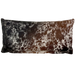 Lumbar Pillow - Tricolor Speckled Cowhide, showing white with brown and black speckles and spots  - 24" x 12" (LPIL100)