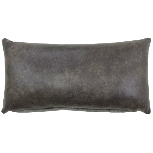 Lumbar Pillow - showing two tone gray leather - 24" x 12" (LPIL103)