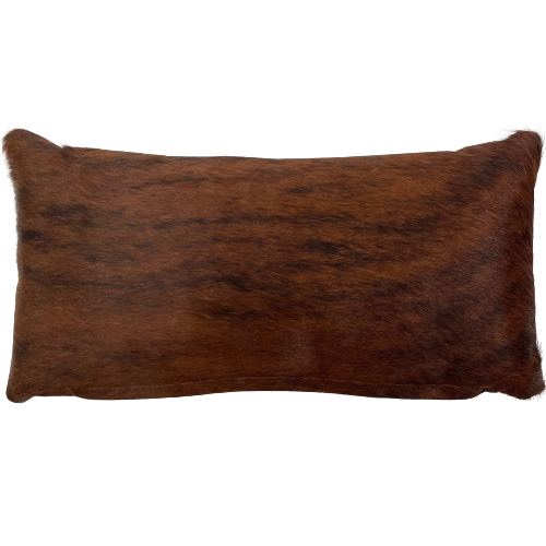 Lumbar Pillow - showing Brown and Black, Brindle Cowhide - 4" x 12" (LPIL104)