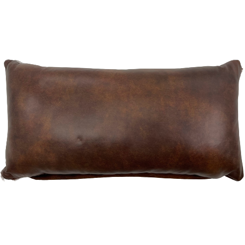 Lumbar Pillow - showing two tone brown leather - 4" x 12" (LPIL104)
