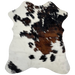 Tricolor Mini Cowhide:  white with spots that have a mix of black and brown - 2'8" x 2'3" (MINI212)