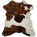Tricolor Mini Cowhide:  has a brown and black, brindle pattern, and white with black and brown speckles- 2'8" x 2'3" (MINI222)