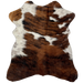 Tricolor Mini Cowhide:  has a brown and black, brindle pattern, and white with faint, cloudy speckles - 2'8" x 2'3"(MINI223)