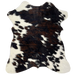 Tricolor Mini Cowhide:  white with large and small spots that have a mix of black and brown - 2'8" x 2'3" (MINI234)