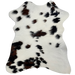 Tricolor Mini Cowhide:  white with small spots that have a mix of black and dark brown - 2'8" x 2'3" (MINI242)