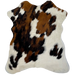 Tricolor Mini Cowhide:  white with large and small spots that have a mix of brown and black - 2'8" x 2'3" (MINI260)