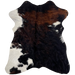 Tricolor Mini Cowhide:  has a mix of dark brown and black, with a few white spots - 2'8" x 2'3" (MINI265)