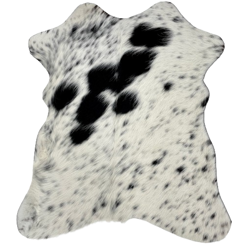 White and Black Speckled Mini Cowhide:  white with black speckles and spots - 2'8" x 2'3" (MINI266)