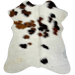 Tricolor Mini Cowhide:  white with brown and blackish brown spots - 2'8" x 2'3" (MINI293)