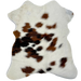 Tricolor Mini Cowhide:  off-white with reddish brown and dark brown spots - 2'8" x 2'3" (MINI294)