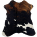 Tricolor Mini Cowhide:  has a mix of brown and black, and a few white spots across the lower half of the hide - 2'8" x 2'3" (MINI296)