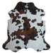 Tricolor cowhide rug, 6'9" x 6'5", shown on white background (CH-083)