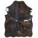Brindle cowhide rug, 4' x 3', shown on white background (SS-BRD-038)