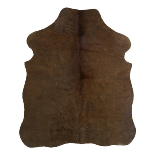 Brown cowhide rug, 4' x 3', shown on white background (SS-BRN-015)