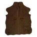 Brown cowhide rug, 4' x 3', shown on white background (SS-BRN-024)