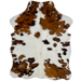 XS Tricolor Cowhide:  white with spots that have a mix of reddish brown and black - 4'5" x 3'4" (XS223)