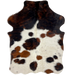 XS Tricolor Cowhide:  off-white with spots that have a mix of brown and black, and it has a mix of brown and black across the shoulder - 4'5" x 3'4" (XS230)