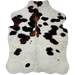 XS Tricolor Cowhide:  off-white with black speckles, and spots that have a mix of black and brown - 4'4" x 3'6" (XS393)