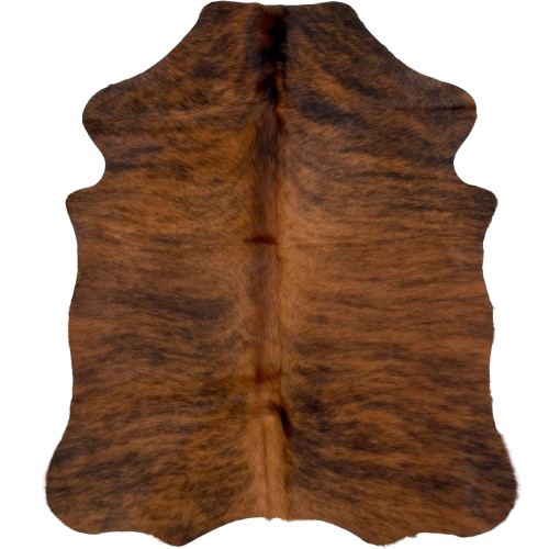 XS Reddish Brown and Black Brindle Cowhide: reddish brown with black, brindle markings - 4'5" x 3'6" (XS493)