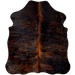 XS Dark Brindle Cowhide: black with reddish brown, brindle markings, and red brown down the spine - 4'5" x 3'6" (XS515)