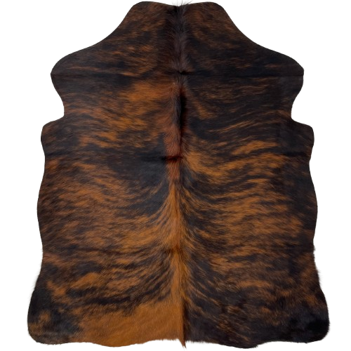 XS Brown and Black Brindle Cowhide: brown with black, brindle markings - 4'5" x 3'5" (XS520)