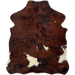 XS Tricolor Cowhide: has a dark brown and black, brindle pattern, and some small and large, white spots - 4'4" x 3'4" (XS535)