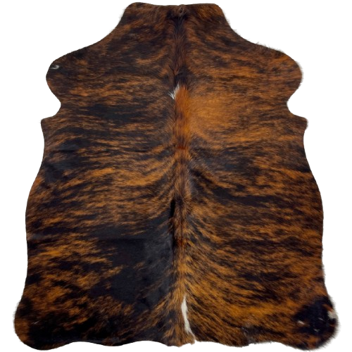 XS Black and Reddish Brown Brindle Cowhide: reddish brown with black, brindle markings - 4'4" x 3'4" (XS592)