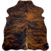 XS Black and Reddish Brown Brindle Cowhide: reddish brown with black, brindle markings - 4'4" x 3'4" (XS592)