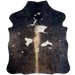 XS Black, Light Tan, White Cowhide: black with white spots and light tan down the spine and mixed in with the black across the middle - 4'4" x 3'6" (XS599)