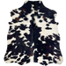 XS Black and White Cowhide: white with black spots, some having a splash of dark brown - 4'5" x 3'5" (XS605)