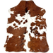 XS Tricolor Cowhide: white with some faint, brown spots, and large and small, brown spots, some with black, brindle markings - 4'5" x 3'3" (XS608)