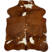 XS Tricolor Cowhide: brown with small and large, white spots, and a few black, brindle markings - 4'3" x 3'4" (XS611)