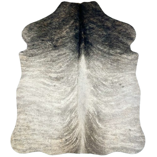 XS Ivory, Gray, Black Brindle Cowhide: has an ivory, gray, and black, brindle pattern - 4'5" x 3'5" (XS618)