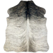 XS Ivory, Gray, Black Brindle Cowhide: has an ivory, gray, and black, brindle pattern - 4'5" x 3'5" (XS618)