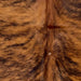 Closeup of this XS Brindle Cowhide, showing brown with black, brindle markings (XS629)