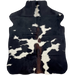 XS Black and White Cowhide: black with large and small, white spots, and dark brown down part of the spine - 4'4" x 3'4" (XS635)