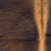 closeup of this XS Cowhide, showing a mix of dark brown and medium brown, with lighter brown down the spine (XS636)