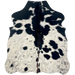 XS Black and Ivory Cloudy Speckled Cowhide: ivory with cloudy, black speckles, large and small, black spots, and brown down part of the spine - 4'4" x 3'4" (XS641)
