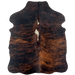 XS Reddish Brown and Black Brindle Cowhide: reddish brown and black, with two white spots down the middle - 4'5" x 3'5" (XS652)