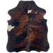 XS Reddish Brown and Black Brindle Cowhide: reddish brown and black, with four small, white spots - 4'5" x 3'5" (XS653)