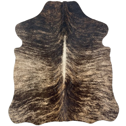 XS Black, Dk Brown, Lt Tan Brindle Cowhide: black, dark brown, and light tan with off-white down part of the spine - 4'3" x 3'4" (XS657)