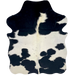 XS Black and White Cowhide: white with large and small, black spots, and off-white, longer hair down the spine - 4'5" x 3'6" (XS667)