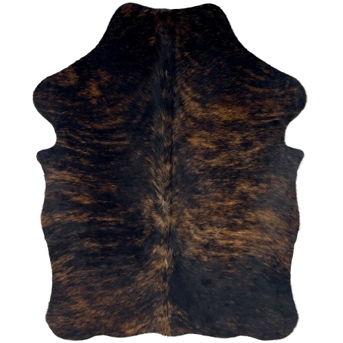 XS Brown and Black Brindle Cowhide: black with brown, brindle markings - 4'4" x 3'4" (XS674)