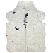 XS Cloudy Tricolor Cowhide: off-white with faint, cloudy spots and a few small, black and brown spots - 4'4" x 3'4"(XS675)